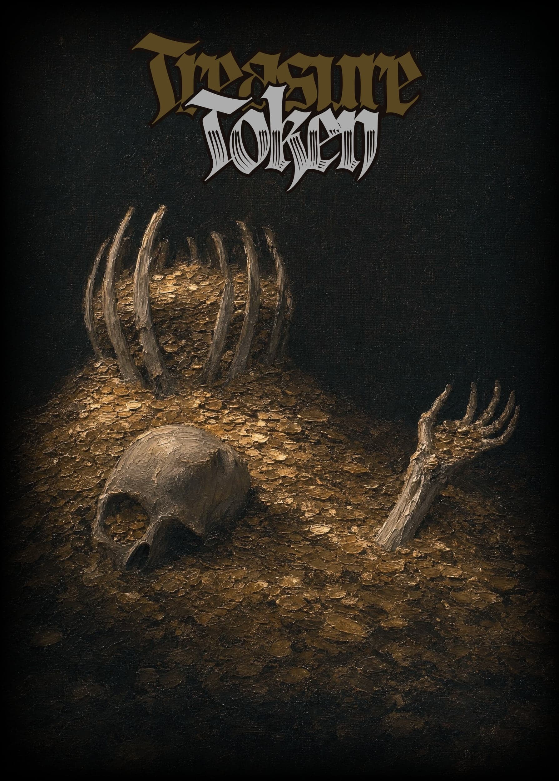 Treasure token, a skull half buried in coins
